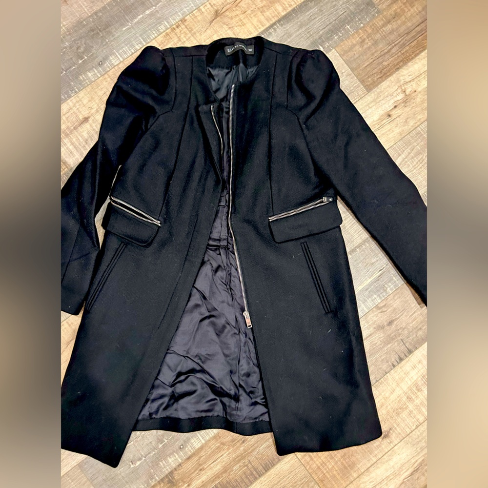 Zara black coat with silver hardware
